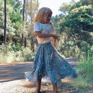 Little Auguste Long Floral Ruffle Skirt Size 9-10